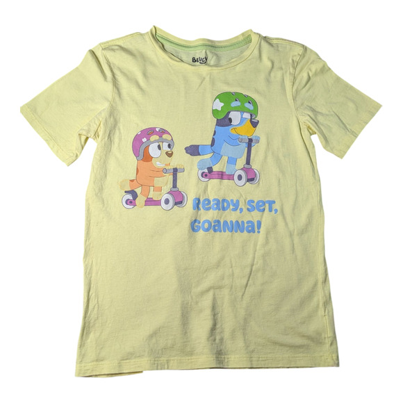 Bluey Kids Shirt Size Large 10-12 Yellow Ready Set Pre-Owned Well Cared For - Picture 1 of 7
